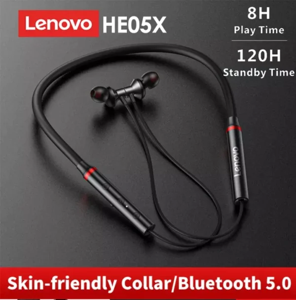 Lenovo HE05X Neckband Wireless V5.0 Bluetooth effective distance: 10M Speaker size: 10MM Maximum power: 10mW Sensitivity: 92dB Frequency response: 20Hz-20KHz Built-in ... - Image 4